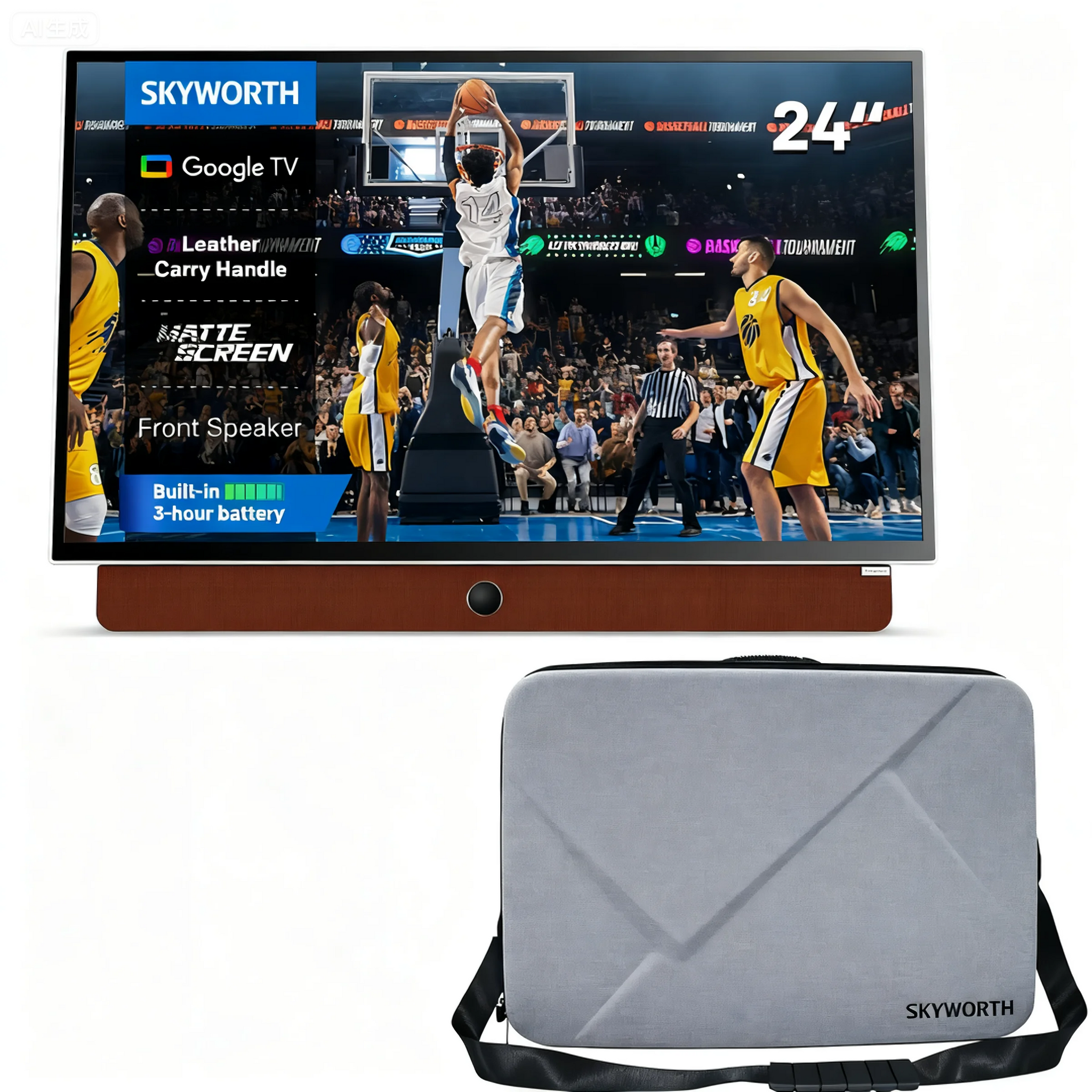 Skyworth Case For 24-Inch Portable Display With Shoulder Strap Handle Business Travel Bag For Transport Storage LCD Screens Monitors And Display ( Grey